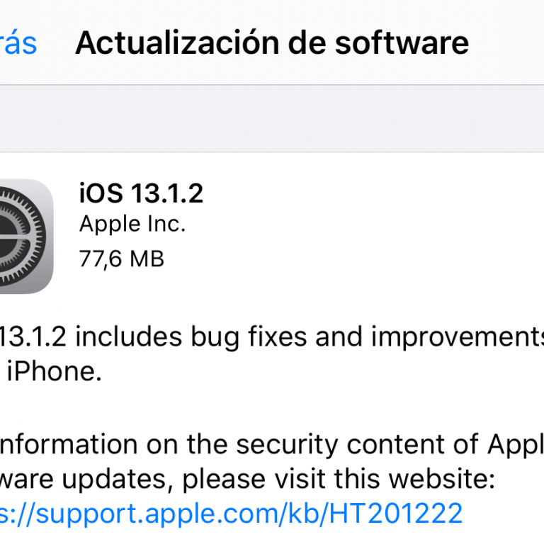 Apple: iOS 13.1.2 ya se encuentra disponible para los usuarios