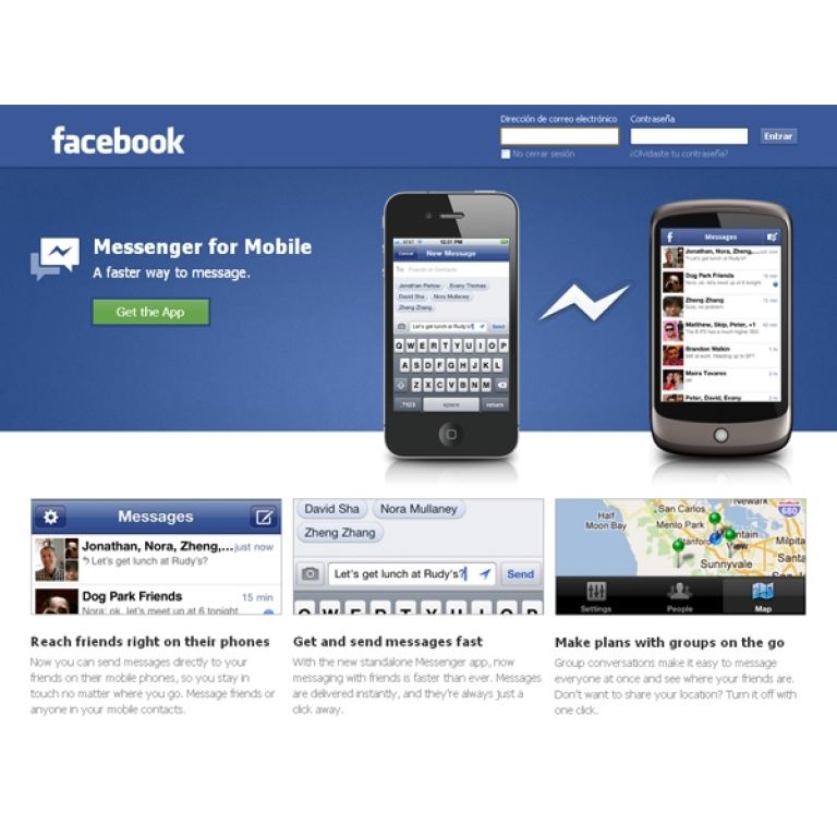 Facebook lanz una aplicacin de mensajera para telfonos celulares